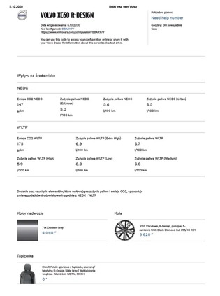 Volvo XC 60 cena 219000 przebieg: 76700, rok produkcji 2020 z Pszczyna małe 352